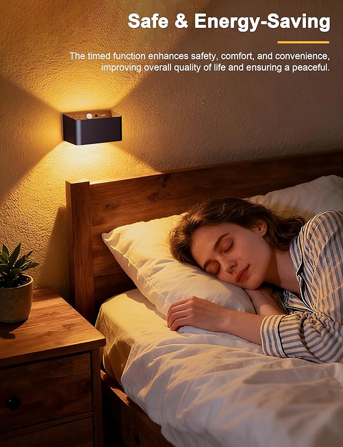 NIORSUN Motion Sensor Wall Light, 5000mAh Battery Operated Wall Sconce with Remote, 3CCT Dimmable Rechargeable Wall Lights,Wireless Sconces for Living Room Bedroom Hallway