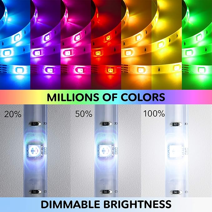 Geeni Prisma Strip-USB – Smart Wi-Fi LED Light Strip Kit for Indoor & Outdoor – Dimmable & Trimmable LED Strip Lights Compatible with Alexa & Google Home – 2m/6.6ft