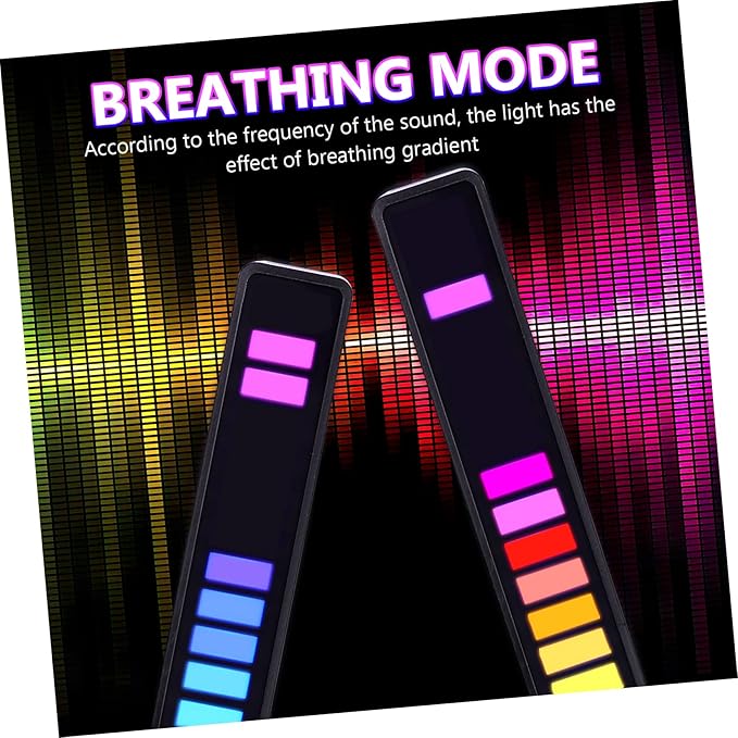 2-Pack RGB Rhythm Light Bars Rechargeable Sound Activated LED Lights for Ambient Lighting in Car and Bedroom Voice Activated Adjustable Brightness