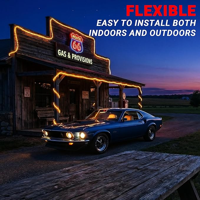50ft Warm White Rope Lights, Connectable for Indoor & Outdoor,110V Flexible Tube Lights,Waterproof Clear LED Rope Lighting for Outside, Deck, Patio, Pool, Camping, Bedroom Decor,Landscape
