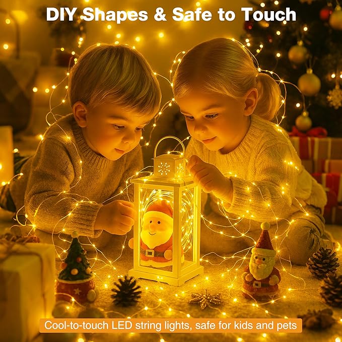 3 Pack 16FT 50 LED Fairy Lights Battery Operated with Timer, 8 Modes USB Mini Twinkle Light, Small String Lights for Christmas Tree Wreath Vase Bedroom DIY Wedding Decorations-Warm White