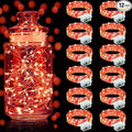 Aogist Led Fairy Lights 3 Modes Battery Operated String Lights Waterproof Silver Wire 7 Feet Firefly Starry Moon Mason Jar Lights for DIY Wedding Party Christmas (Red, 12 Pack)