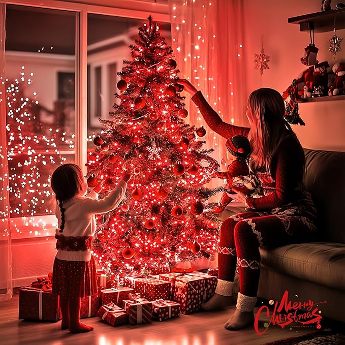 JMEXSUSS 150 LED Red Christmas Lights Indoor Outdoor Waterproof, Connectable 59 Ft Red String Lights Plug in, 8 Modes Twinkle Fairy Light for Bedroom Patio Party Tree Holiday Decor