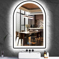 20 x 28 Inch Black LED Arch Mirror with Lights Black Frame Arched LED Vanity Mirror for Bathroom Wall Makeup Desk Black Framed Arch Lighted Mirror 3Color AntiFog 28" Arch Smart Light up Mirror