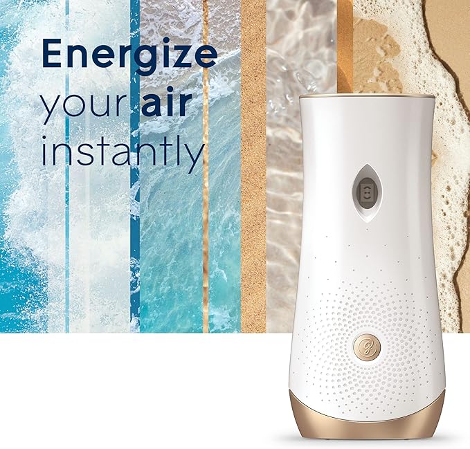 Glade Automatic Spray Refill and Holder Kit, Air Freshener for Home and Bathroom, Aqua Waves, 6.2 Oz, 2 Count (Pack of 2)