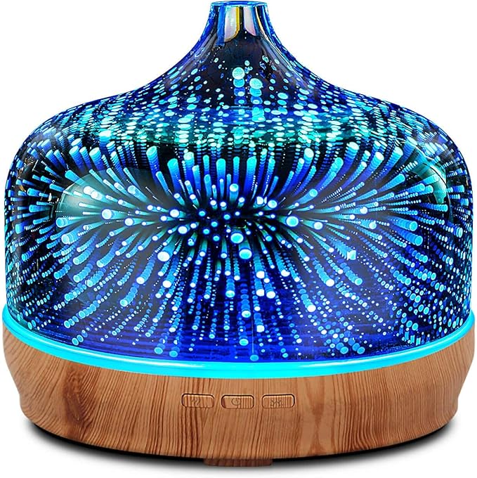 Porseme Giant+Blue Giant Essential Oil Diffuser 3D Glass Aromatherapy Ultrasonic Humidifier Cool Mist, Auto Shut-Off,Timer Setting, BPA Freefor Home Office Hotel Yoga Gym Leisure SPA Gift