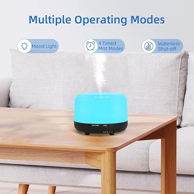 300ML Essential Oil Diffuser, Electric Ultrasonic Aromatherapy Air Humidifier vaporiser, Aroma Diffuser with Remote Control 7 LED Light Colors Waterless Auto-Off.