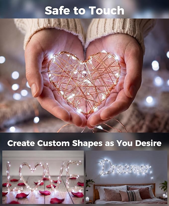 Plug-in Fairy Lights, 33 Ft 100 LED String Light with Remote, 8 Modes, Timer and Dimming Twinkle Lights for Indoor, Bedroom, Party, Decoration, Holiday, Cold White