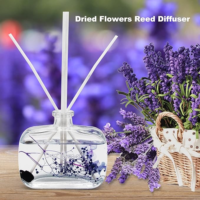 Reed Diffuser Set with Sticks, Daroma Dried Flowers Aromatherapy Reed Diffuser with Nature Essential Oil, Fragrance Scent Diffuser for Home Décor & Office, for Birthday,Christmas, Lavender