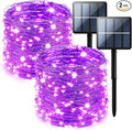 2-Pack 200 LED Solar Fairy Lights Outdoor, Upgraded Oversize Lamp Beads & Super Bright Solar String Lights Outoor, 8 Modes Solar Lights for Garden Patio Decorations(Purple)