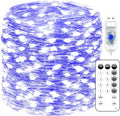Fairy Lights 66ft 200 LED USB Twinkle String Lights Plug in Silver Wire Lights with Remote and Timer 8 Modes Outdoor Waterproof Starry Lights DIY Party Wedding Christmas Decoration（Blue）