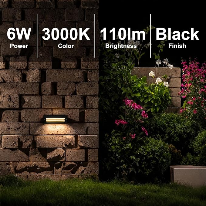 ZONK LED Step Lights Outdoor Indoor 120V, 10Inch Landscape Pathway Stair Lights 6W, 3000K Non-dimmable IP65 Waterproof Staircase Light, Deck Lighting, Retaining Wall Lights