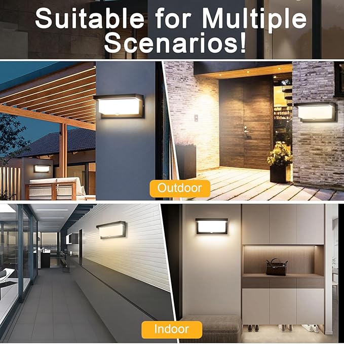 18W Motion Sensor Outdoor Lights Wired, IP65 Aluminum LED Outdoor Motion Sensor Light Indoor,Motion Lights for Outside Dusk to Dawn Outside Lighting Fixtures 110V