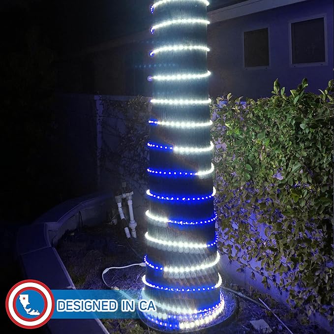 Russell Decor 10FT Rope Lights Indoor Outdoor Lighting for Christmas Snow Theme Decoration for Party Trees Patio Deck Flexible String Lights (White Blue)