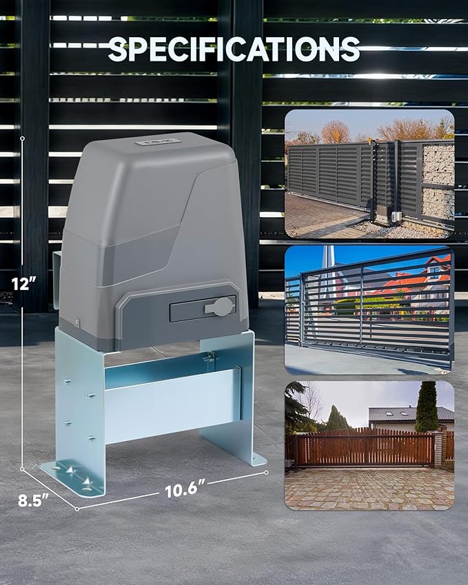 CO-Z Solar Powered Sliding Gate Opener, 250W Electric Gate Opener for 3300lb 40ft Gates with Solar Panel Kit Remote Controls IR Sensors, Automatic Gate Opening System for Driveway Garage Farm Gates