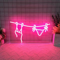Bikini LED Neon Wall Light, Summer Coastal Beach Decor Sign, Coconut Girl Aesthetic Art for Bathroom Laundry Room Bedroom Cowgirl Style Accent 15″ x 8.36″