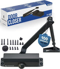 Automatic Door Closer (Black), FS-1306B Residential Hydraulic Auto Door Closer, Grade 3 Self Closing Spring Hinge, UL Listed & ADA Soft Closers No Slam, for Home & Interior Garage Doors Closure