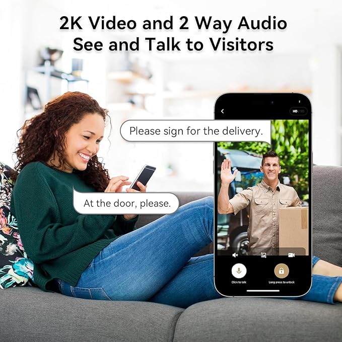 Video Smart Lock with Doorbell, 3 in 1 Keyless Entry Door Lock, Built-in WiFi Camera Deadbolt Lock for Front Door, Fingerprint, Keypad Code, App Control, Voice Control, Auto Lock, IP65, Video Calling