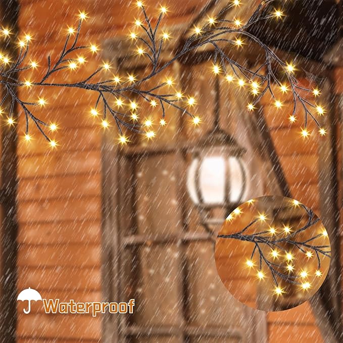96 LED Willow Vine Lights 6FT Enchanted Wall Decoration Vine Lights 8 Modes for Home Indoor Wall Decoration (Warm White)