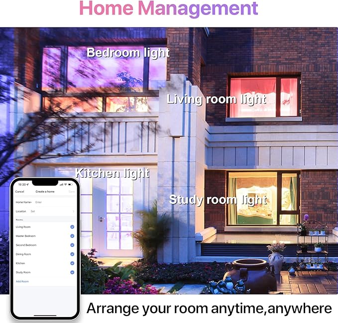 ORALUCE Smart Light Bulbs, WiFi＆Bluetooth E12 Smart Bulbs That Work with Alexa Google Home Compatible, 40W Equivalent Type B LED Light Bulb, RGBCW 2700-6500K Color Changing, 5W 450LM, 4Pack, (C37-5W)