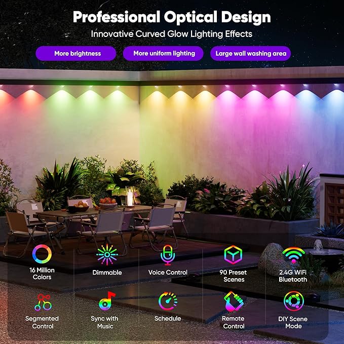 Smart Permanent Outdoor Lights for House, 99.9ft with 60 Smart AI RGB+IC LED Smart Outdoor Lights, 98 Scene for Halloween Christmas All Holiday Decor, IP67 Waterproof Work with Alexa, Google Assistant