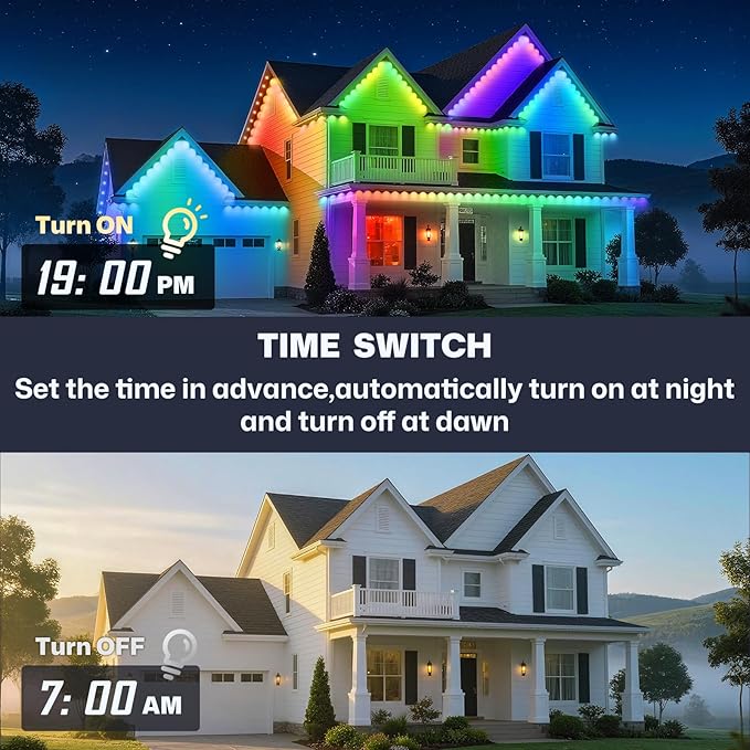 Permanent Outdoor Lights, DIY RGB+IC 100FT Smart Eave Lights with App Control, Support Alexa and Google Assistant, 72 Scene Modes Outdoor Light for Holiday Decorations, Ceiling Lights