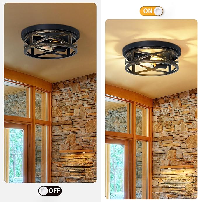 ZHU YAN Farmhouse Light Fixtures,2 Pack Flush Mount Ceiling Light,Light Fixtures Ceiling Mount for Hallway Kitchen Entryway Bedroom E26 Base