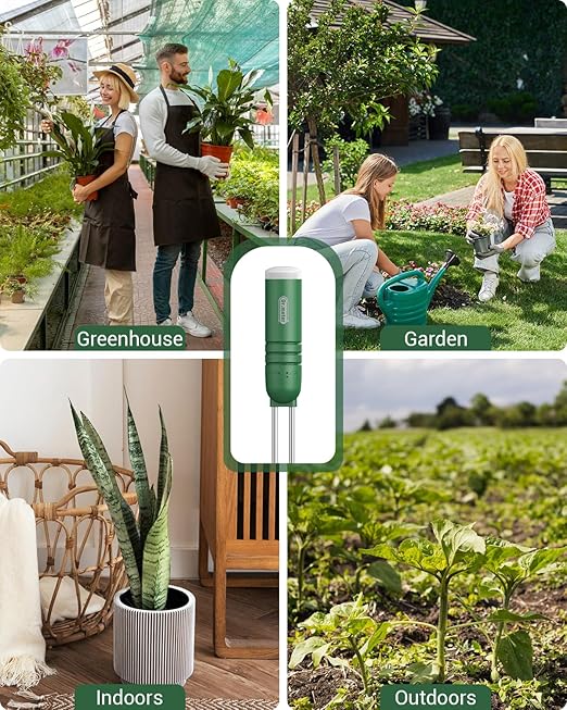 4-in-1 Soil Moisture Meter, 300ft Wireless Soil Tester Sensor, Temperature/Light/Time/Soil Hygrometer Monitor with Digital LCD Display for Indoor Outdoor Plants, Garden, Lawn, Gardening Gifts