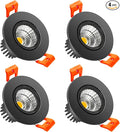 LightingWill 2inch LED Dimmable Downlight, 3W COB Recessed Ceiling Light, Daylight White 5500K-6000K, CRI80, 25W Halogen Bulbs Equivalent, Black (4Pack)
