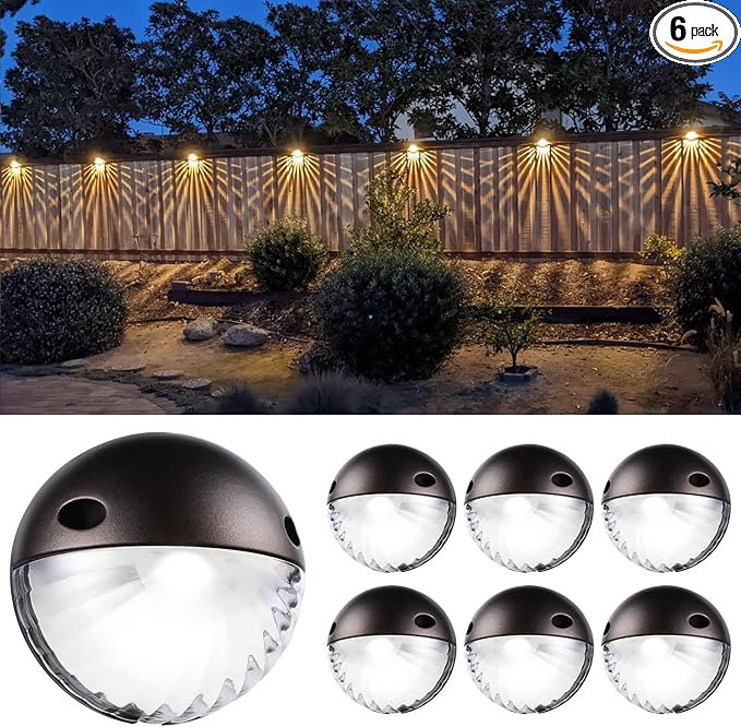 LEONLITE Unique Rays LED Low Voltage Deck Lights Outdoor, 12V Landscape Step Railing Fence Light, Aluminum, 3000K Warm White, IP65, Landscape Deck Light for Backyard, Oil Rubbed Bronze, Pack of 6