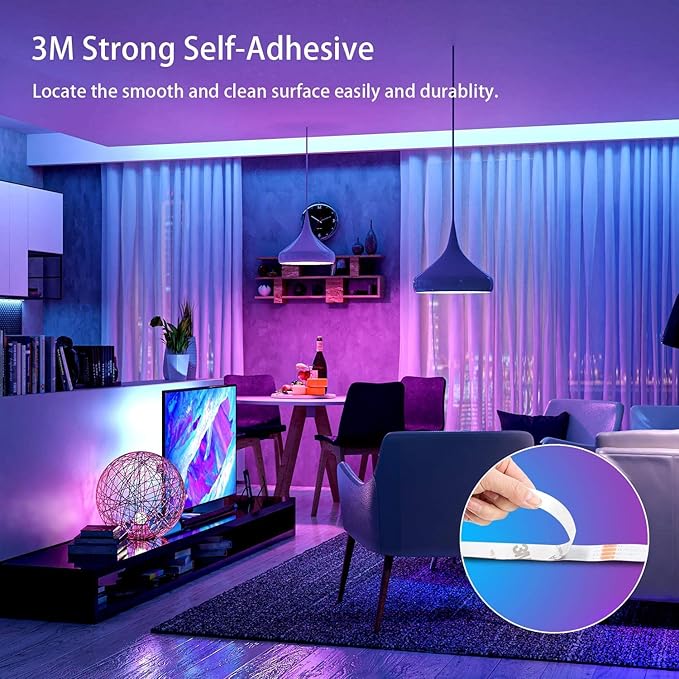 KUMQUAT LED Strip Lights 32.8ft RGB Color Changing Strip Lights with IR Remote Control 12V 5050 Flexible Rope Lights for Bedroom Kitchen Christmas Decor