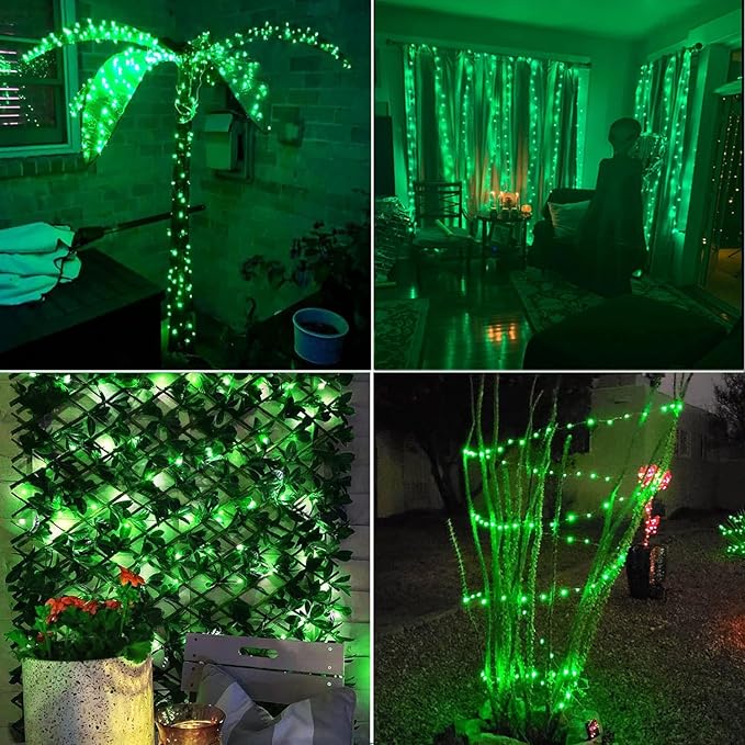 RUICHEN Plug in Fairy String Lights with Switch, Waterproof 33 Ft 100 LED Copper Wire Firefly Lights for Bedroom, Patio, Garden, Balcony, Dorm, Green