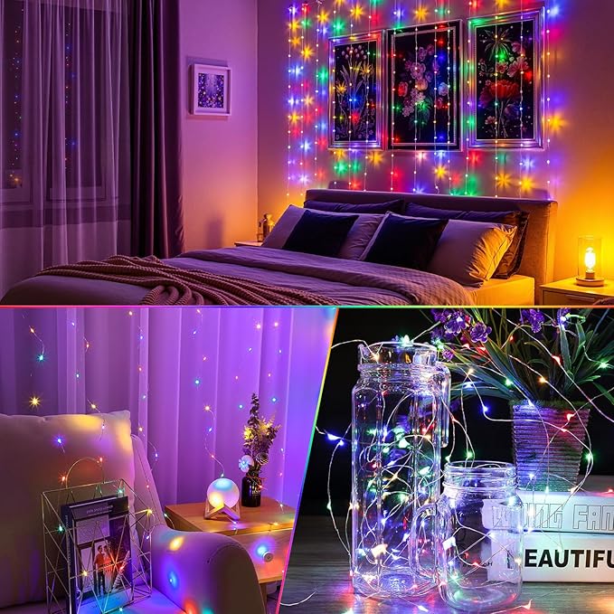 Color Changing Fairy String Lights, 33ft 100 LED Outdoor String Lights, Mini Battery Powered Copper Wire Starry Fairy Lights for Bedroom, Christmas, Parties, Wedding, Centerpiece, Decoration