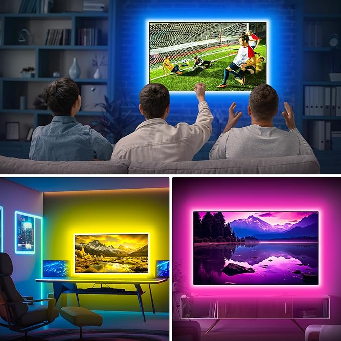 Daymeet TV Led Lights, Led Lights for Backlight for 32-60 inch, 9.8ft TV Light Strip,RGB Color Changing Light with Remote Music Sync Bluetooth APP Control USB Powered