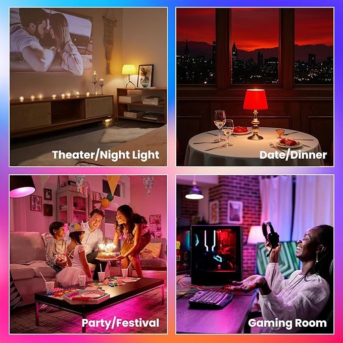 Luxvista B10 RGB LED Light Bulb - E26 Color Changing LED Bulb - 3W RGB+Daylight+Warm White, B10 Chandelier Colored Candle Bulb for Home Decoration Party (2-Pack)