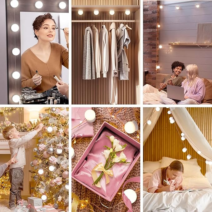 LED Vanity Lights - Adjustable Color Temp & Brightness,14 Dimmable Bulbs for Dressing Mirror Lighting