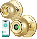 Fingerprint Door Lock, Smart Fingerprint Door Knob with Lock, Biometric Door Locks with App Control & Key, Keyless Thumbprint Entry Door Locks for Bedroom, Front Door, Home, Apartment-Brass