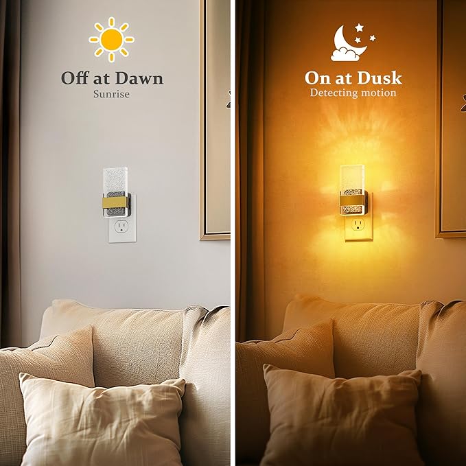 JandCase Night Lights Plug into Wall, Dusk to Dawn Sensor, Acrylic Bubble Design, 0-100lm Adjustable Brightness, for Bedroom, Bathroom, Living Room, Hallway