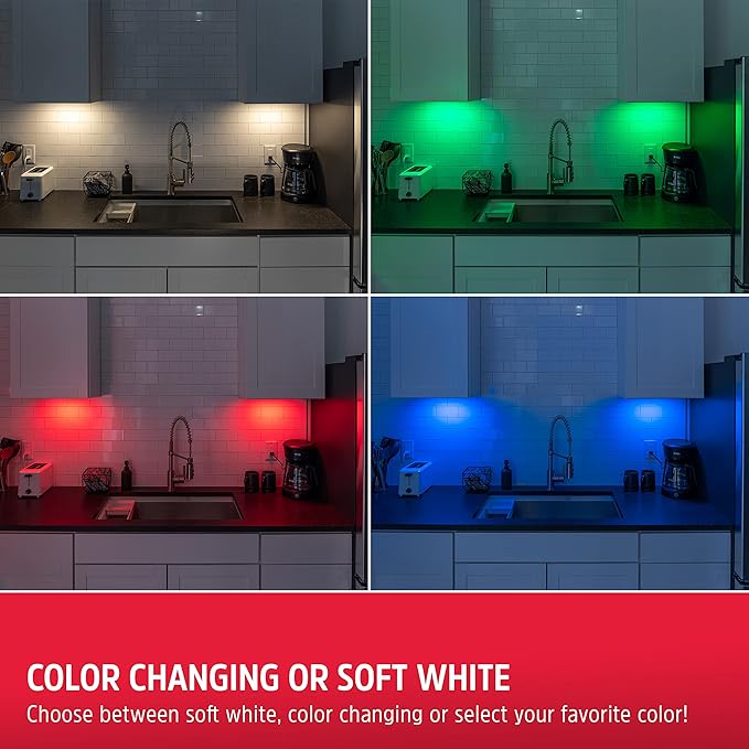Energizer Under Cabinet Light, Color Changing, Battery Operated LED Lights with Remote, 12 Inch, 100 Lumens, Wireless Under Cabinet Lighting, Closet Lighting, Stick On Lights, Kitchen Lights, 44578