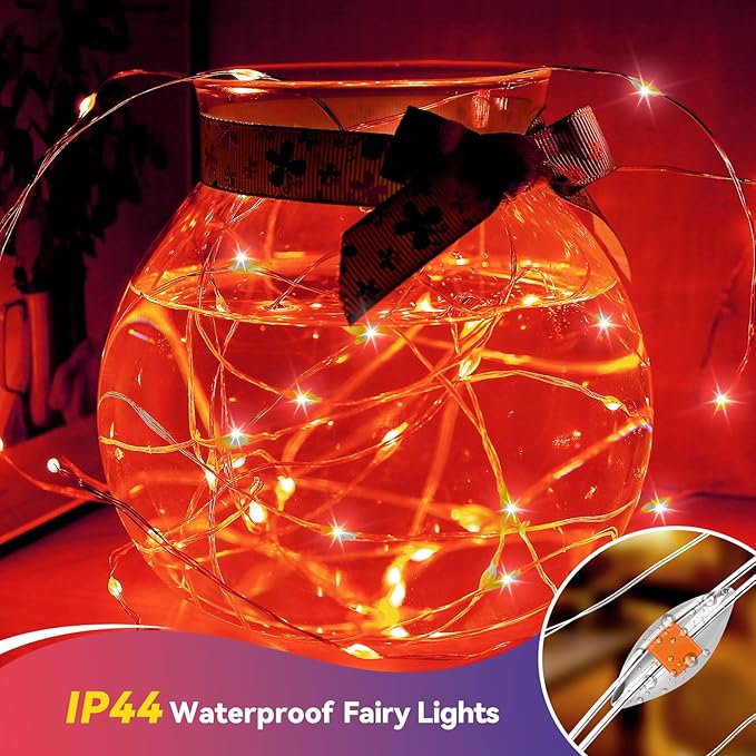 LitHome 4 Pack Valentine's Day Red Fairy Lights Battery Operated, 20 FT 60 LED Valentines Lights Battery Operated 2 Modes Indoor, Waterproof Led Fairy Twinkle Lights for Gift Bedroom Wedding Decor