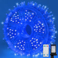 LAMPHOME 165FT 500 LED Blue Christmas Lights,16 Modes Connectable Fairy String Lights, Plug in Indoor Outdoor Blue Lights for Xmas Tree, Party, Garden, Hanukkah, Independence Day Patriotic Patio Decor