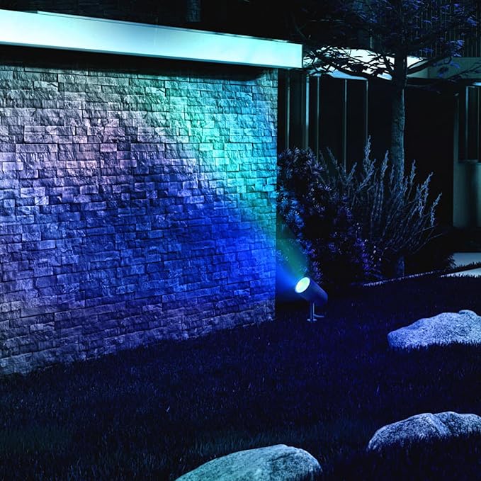 LIFX Supercolor Smart LED Outdoor Spot Light, Wi-Fi Landscape Light with 3 Addressable Color Zones, Millions of Colors & Whites, Low Voltage, App Control, LFX/LV/SPOT/RND
