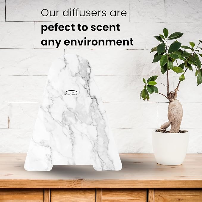 ZS3000B Marble White Waterless Essential Oil Diffuser – App Control Scent Air Machine with Bluetooth Speakers & Security Lock – Cold Air Tech, Covers 3,000 Sq. Ft – Home & Commercial Use