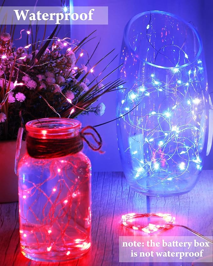 Riakrum 7ft 20 Fairy Lights Battery Operated [3 Styles], LED String Lights Bulk Waterproof String for Christmas Mason Jars Wedding Engagement Party Decorations Table Centerpiece(Colorful,50 Pack)