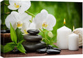 wall26 Canvas Print Wall Art Basalt Stones & Orchids on Wood Panel Nature Floral Photography Realism Rustic Colorful Multicolor Ultra for Living Room, Bedroom, Office - 32"x48"