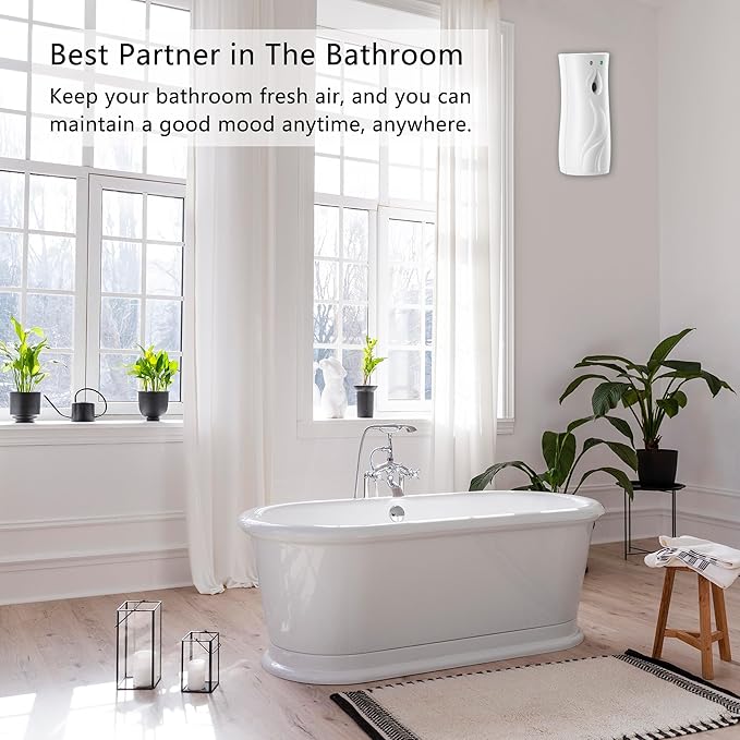 8-Pack Automatic Air Freshener Spray Dispenser with Remote Control,Wall Mounted/Free Standing for Commercial Use,Multiple Time Scent/Mist Release Settings for Room/Restroom (WHITE, standard)
