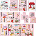 Fourluoo 10 Pcs Cuisine Pink Kitchen Decor and Accessories Set Pink Kitchen Towels Rugs Pot Holders Oven Mitts for Chef Cooking Baking Mom Housewarming Gifts