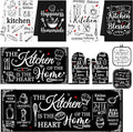 Black and White Kitchen Decor Set 10 Piece - Chalkboard Art Baking Theme Kitchen Rugs, Oven Mitts, Pot Holders and Towels - Modern Farmhouse Kitchen Rules Accessories