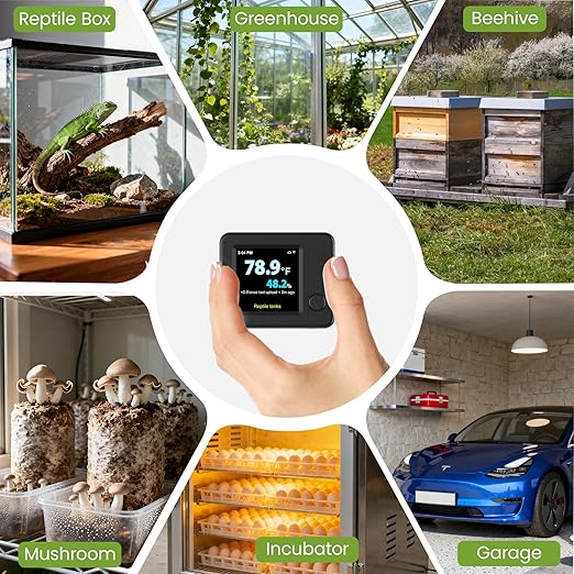 MOCREO WiFi Reptile Hygrometer Indoor Thermometer, Smart Humidity and Temperature Sensor, Remote Monitor with App & Email Alerts, 2-Year Free Data Export, 80DB Beep, for Greenhouse Incubator