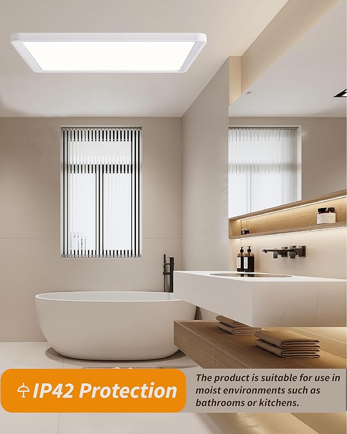Square Led Flush Mount Ceiling Light,20 Inch 50w 4520lm led Light 3000k,4000k,6000k CCT Selectable,Flat Panel Super Slim Led Ceiling Light Fixture,for Living Dining Kitchen Bedroom Room (1Pack-White)